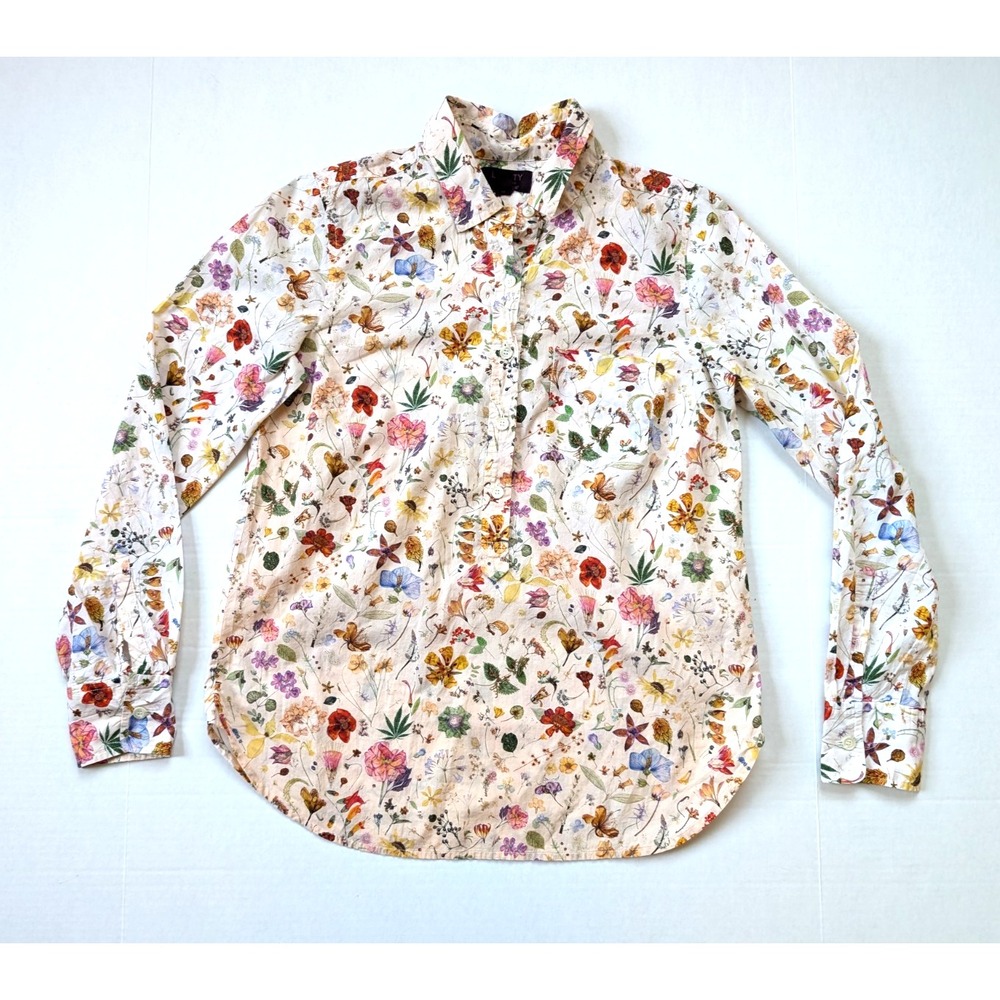J Crew Floral Button Down‎ Shirt Womens Size 2 Liberty Art Fabrics Eve Fitted
